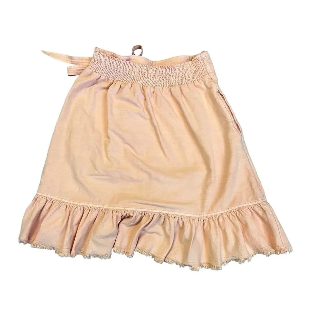 Anthropologie Pilcro Nettie Peach Ruffle Wrap Skirt Size Small